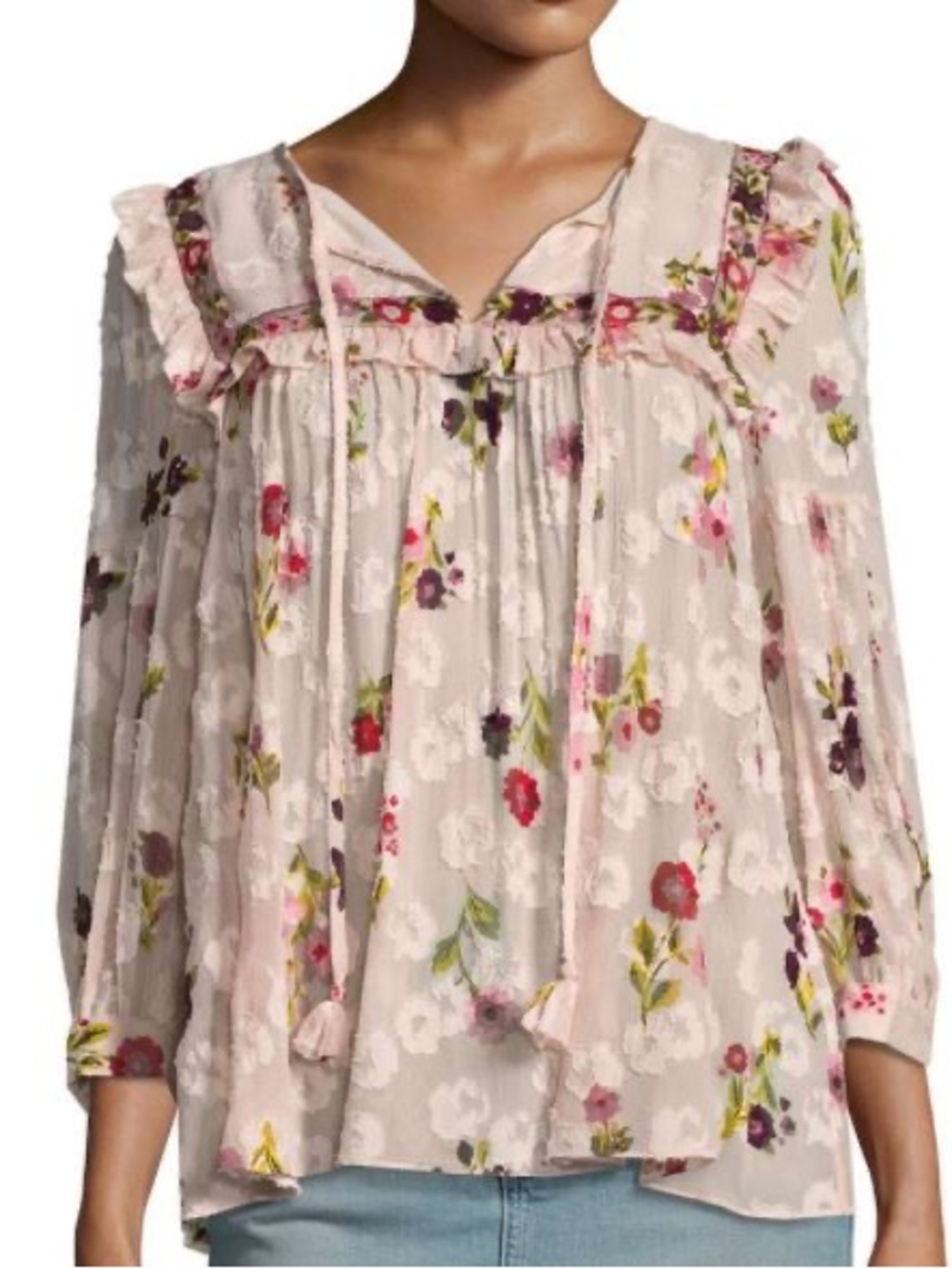 kate spade Pink Floral Ruffle Peasant Blouse